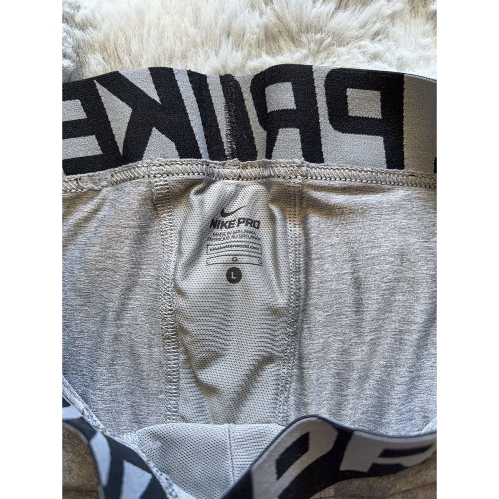 Nike Pro Mens Compression Tights Grey Black Graphic Training Leggings Size L - Picture 3 of 4